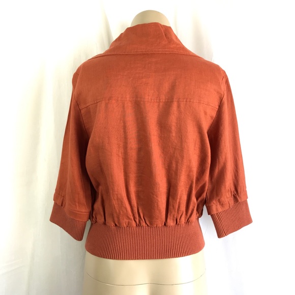 🚫SOLD🚫 Burnt Orange Linen Cropped 3/4 Sleeve - Picture 9 of 16